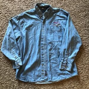 Vintage USPS Chambray Button Down Denim Long Sleeve Shirt